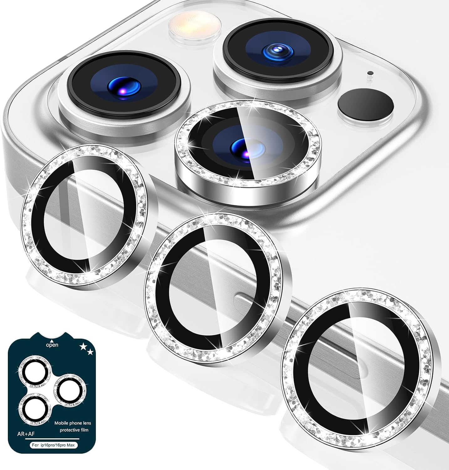 Tensea Camera Lens Protector Compatible for iPhone 16 Pro Max/16 Pro/14 Pro Max/14 Pro, Metal Aluminum Alloy Tempered Glass Cover Camera Screen Protector Accessories, Case Friendly