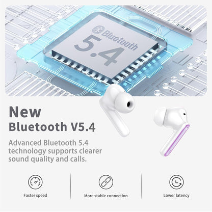 Wireless Earbuds, Bluetooth 5.4 Headphones in Ear with 4 ENC Noise Cancelling Mic, New Wireless Earphones HiFi Stereo Deep Bass 40H Playtime, in-Ear Bluetooth Earbuds LED Display IP7, USB-C, Violet