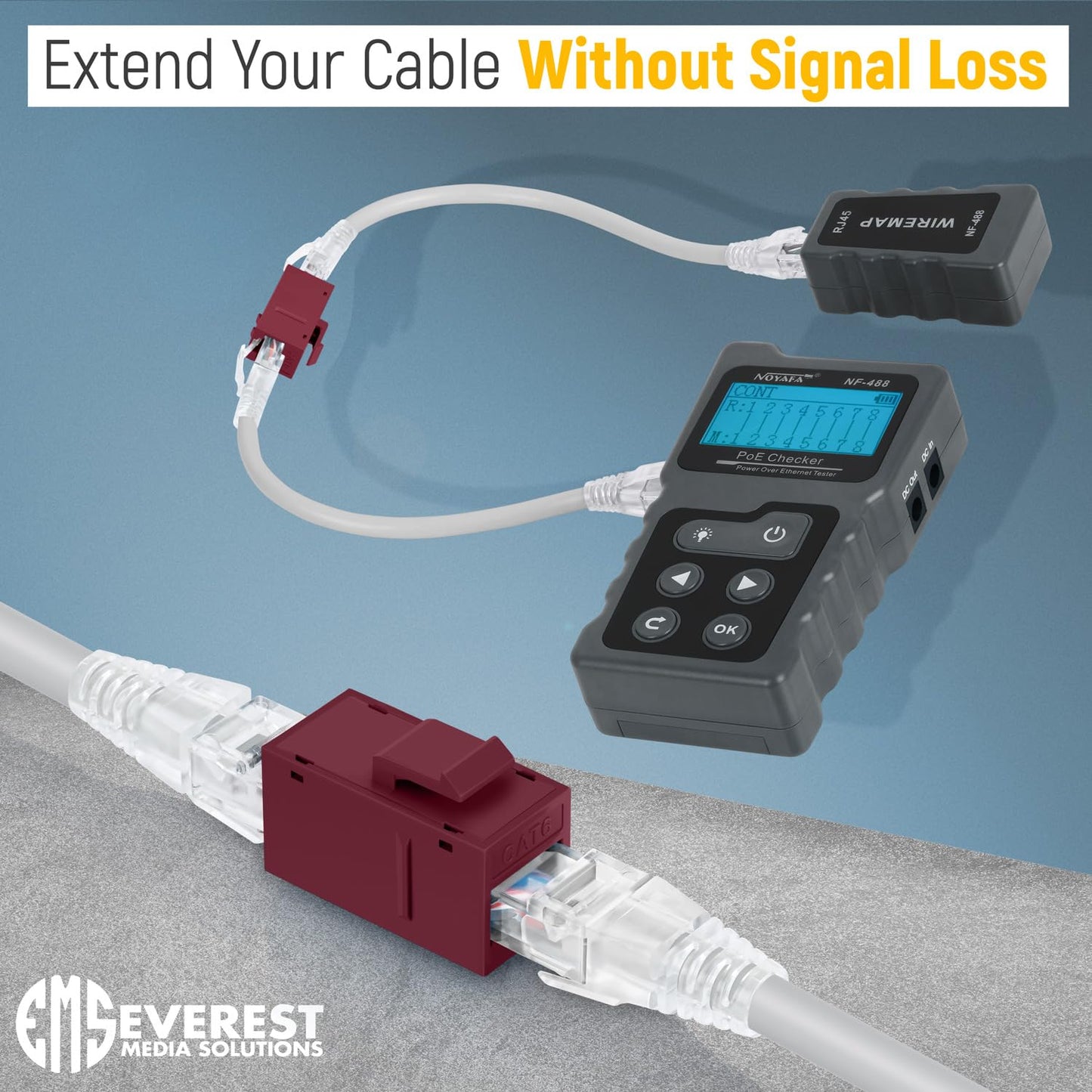 Everest RJ45 CAT6 Keystone Coupler in Red (48-Pack) - RJ45 Coupler - Cat6 Keystone Jacks