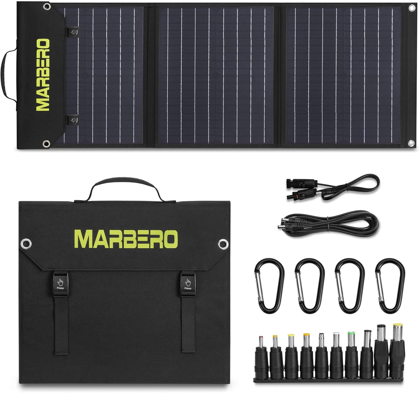 MARBERO 60W Portable Solar Panel 60 Watt Foldable Solar Panel for Solar Generators IP65 Waterproof 23% High Efficiency USB Port & DC Output(10 Changeable Adapters) for Outdoor Camping Travel Cloudy
