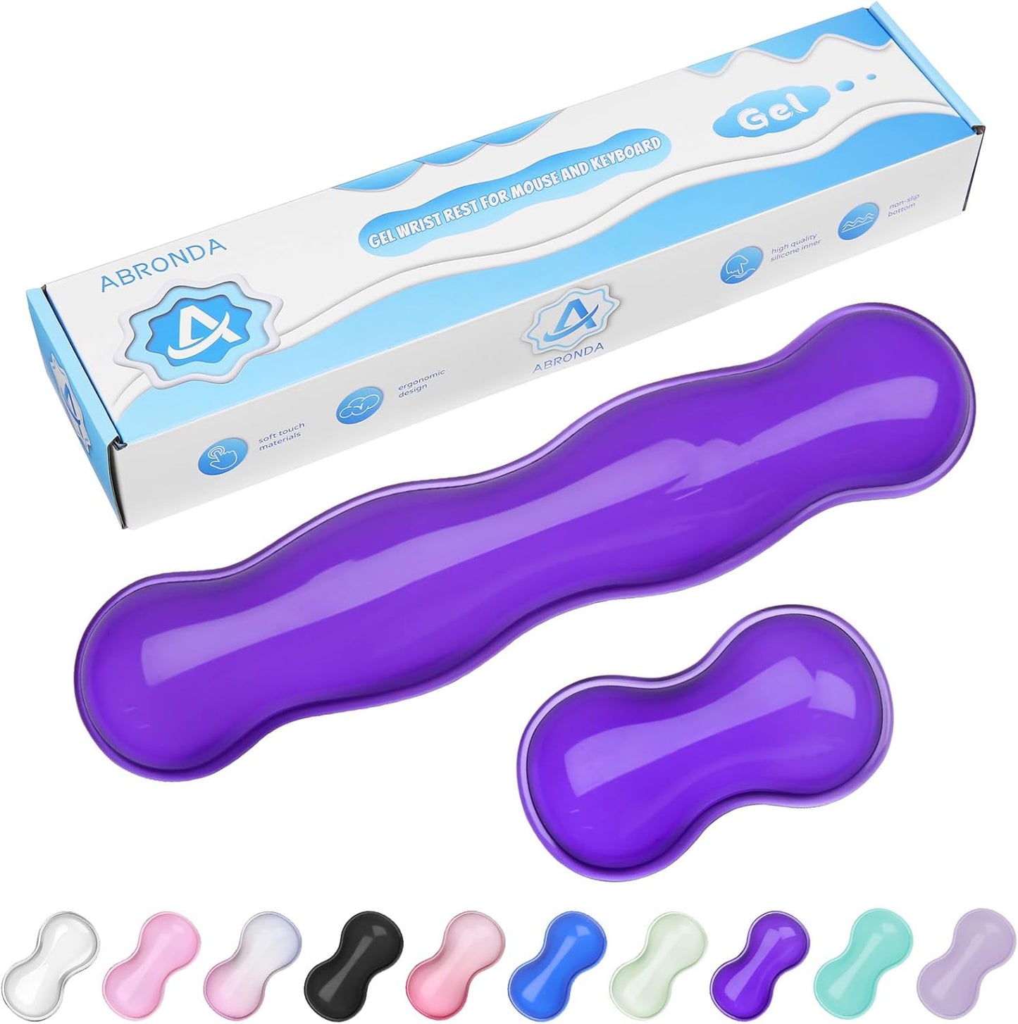 Gel Wrist Rest for Keyboard and Mouse, Wrist Rest for Keyboard, Mouse Wrist Support, Pain Relief, Cool Touch, Non-Skid, Keyboard and Mouse Wrist pad Set