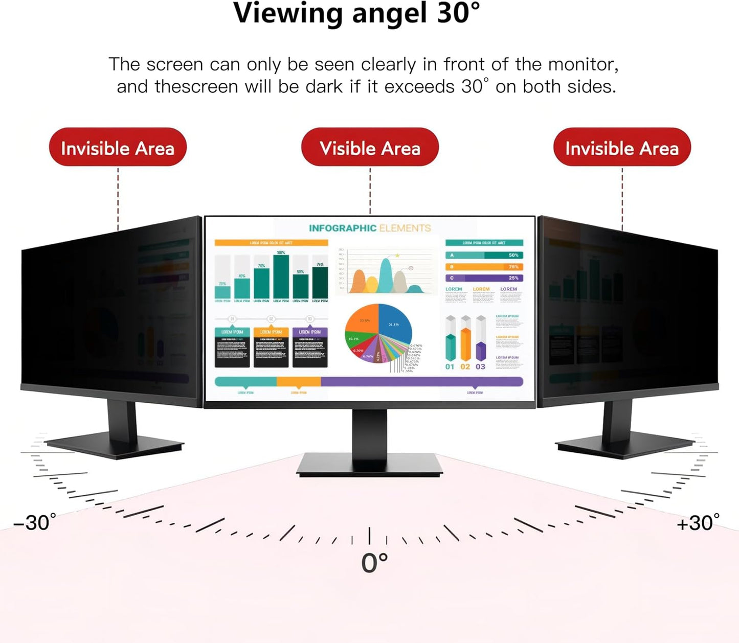 [2 Pack Computer Privacy Screen Shield Compatible for 23.6/23.8/24 Inch 16:9 Widescreen Desktop Monitor - Anti Glare & Blue Light Filter - Hanging Design for Easy On/Off