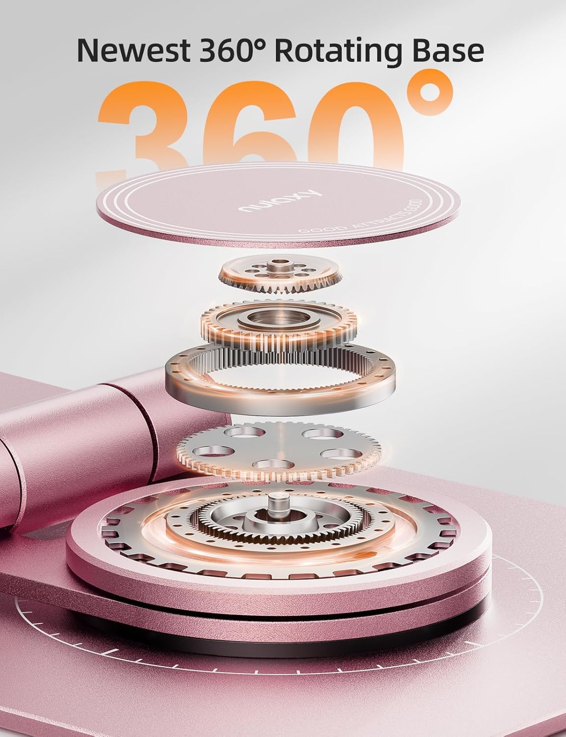 Nulaxy Rotatable Cell Phone Stand, Fully Adjustable Foldable Desktop Phone Holder Cradle Dock, Thick Case Friendly, Compatible with All Phones, Nintendo Switch, Rose Gold