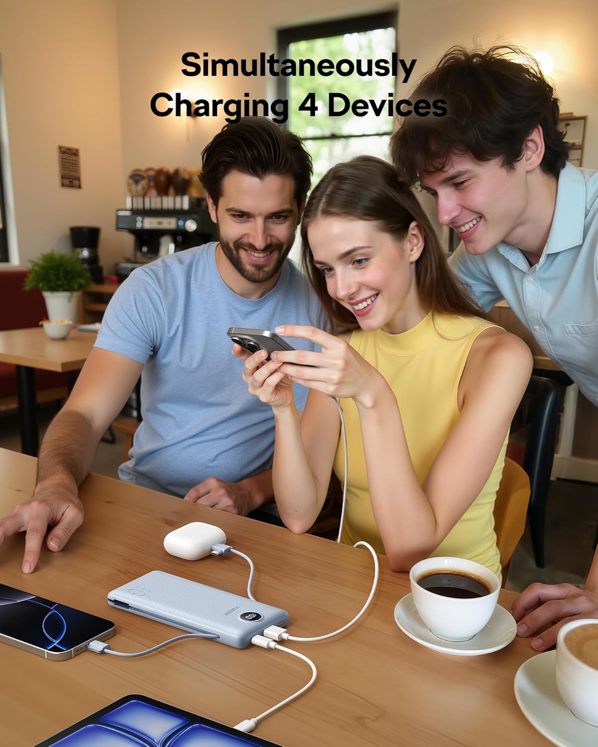 VEGER Travel Essential AC Wall Plug Portable Charger, 10000mah Slim Portable Charger Built in Cables, USB C Power Bank 15W Fast Charging, Battery Pack Compatible with iPhone, Android and More(Purple)