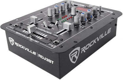 Rockville RDJ3BT 2 Channel DJ Mixer with USB, Bluetooth, Talkover, 4 Line Inputs