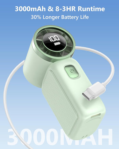 Portable Handheld Mini Fan, 6 Gear Wind, Hand Small Travel Personal Held Fans, Rechargeable Turbo Fan, Gifts for Women Men, for Camping Vacation Outdoor (green)
