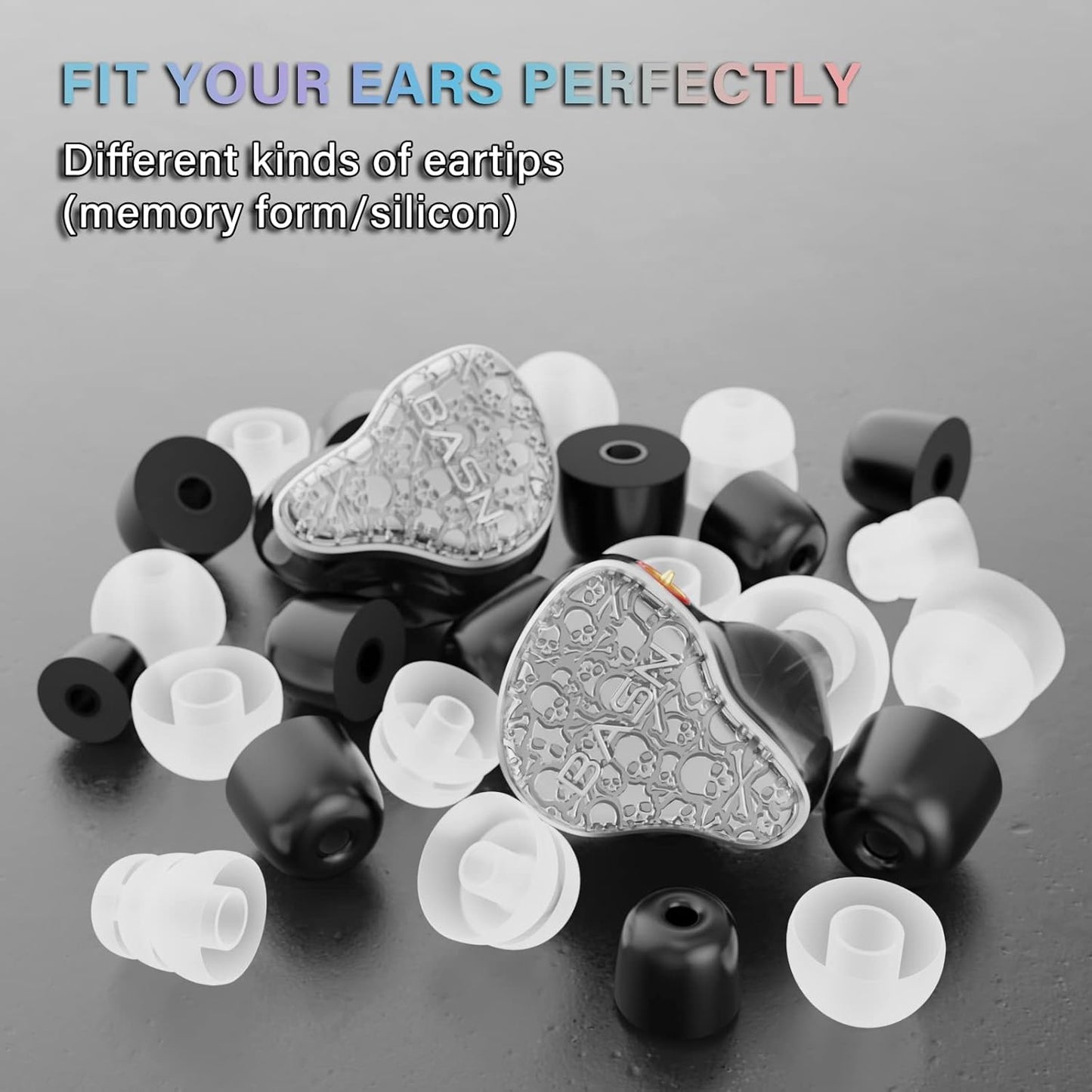 BASN Bmaster5 in Ear Monitors, 1DLC Diaphragm+4BA 5 Drivers IEM Earphones with Silver-Plated OFC Cable, Noise Isolation Wired Earbuds for Musicians (Silver)