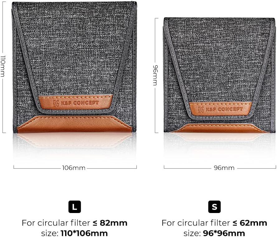 K&F Concept Optics Lens Filter Case, Holds 3 Filters Up to 62mm, Water & Dust Resistant Durable Protective Case, Folding Carry Pouch for Round or Square Filters for Canon Nikon Sony Camera Filters