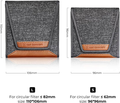 K&F Concept Optics Lens Filter Case, Holds 3 Filters Up to 62mm, Water & Dust Resistant Durable Protective Case, Folding Carry Pouch for Round or Square Filters for Canon Nikon Sony Camera Filters