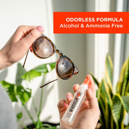 WHOOSH! Screen Shine Go - 1 fl oz Refillable Screen Cleaner Kit with Microfiber Cloth for MacBook, Phone, iPad & Eyeglasses - Powerful Streak-Free Cleaning - Pocket-Sized, TSA-Approved for Travel