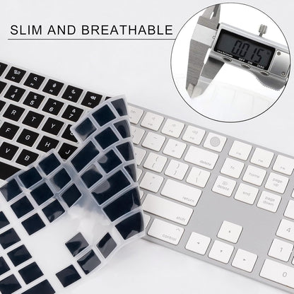 Allinside Black Keyboard Cover for Mac Magic Keyboard with Touch ID and Numeric Keypad A2520 US Layout