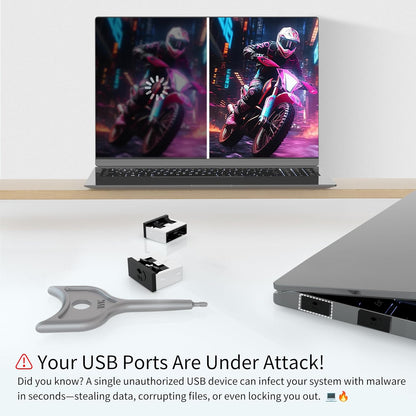 100PCS USB Metal Port Lock Blocker with 10 Keys - Secure USB-A Port Protector for PC/Laptop, Anti-Theft Data Security Lock, Dust & Moisture Proof Cover, Removable Type-A Connector Black