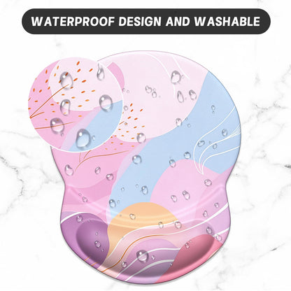 ITNRSIIET Ergonomic Mouse Pad with Gel Wrist Support Small Wrist Rest Smooth Surface Non-Slip PU Base Comfortable Office Supplies Pain Relief, 8.7 x 7.2 inches, Art Style Pattern