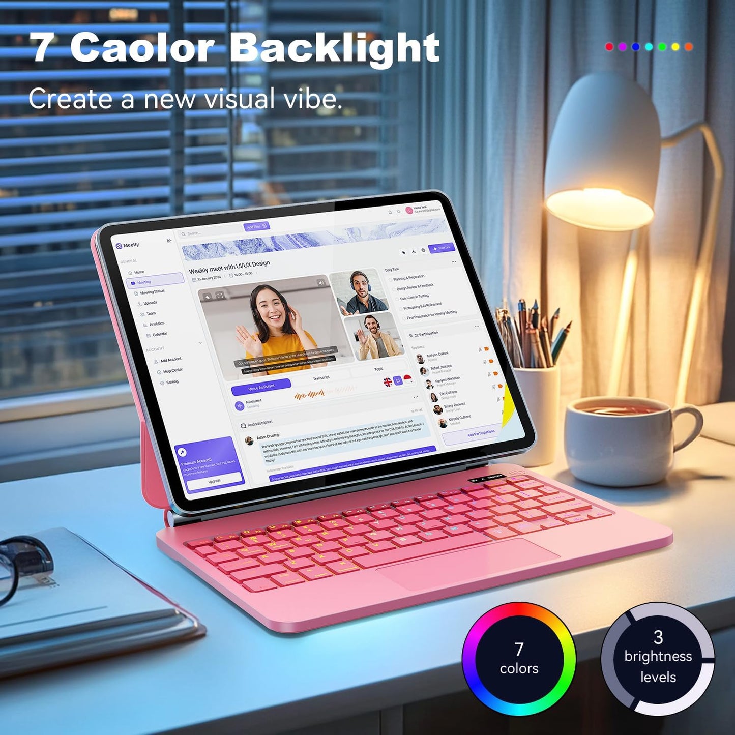 Keyboard Case for 2023 Model 12 inch iPad pro/iPad Air (4th /5th Generation) 2024 Model 12 inch iPad pro/iPad AirEasy-Set Floating Cantilever Stand Magic Magnetic Backlit-Multi-Touch Trackpad