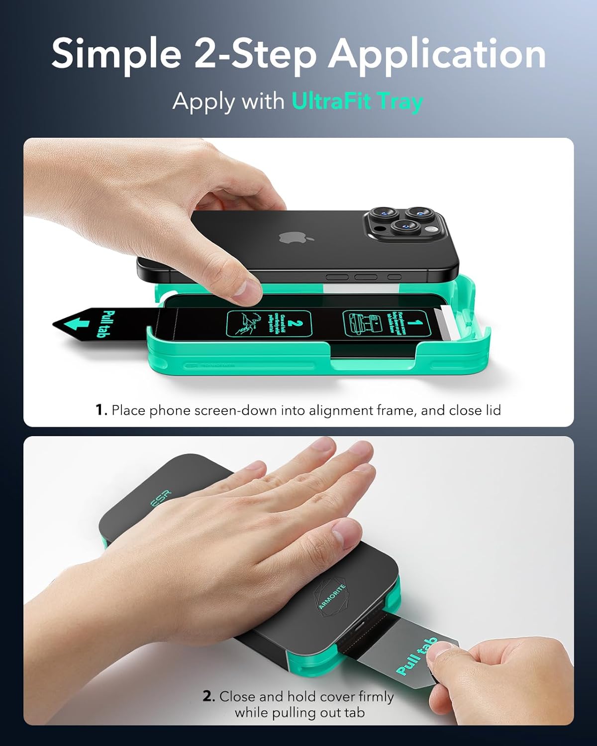 ESR 3 Pack 9H+ Glass for iPhone 16 Pro Max Privacy Screen Protector, [Military Grade Shatterproof & Longest Durable] Armorite Anti-spy Tempered Glass with UltraFit Tray