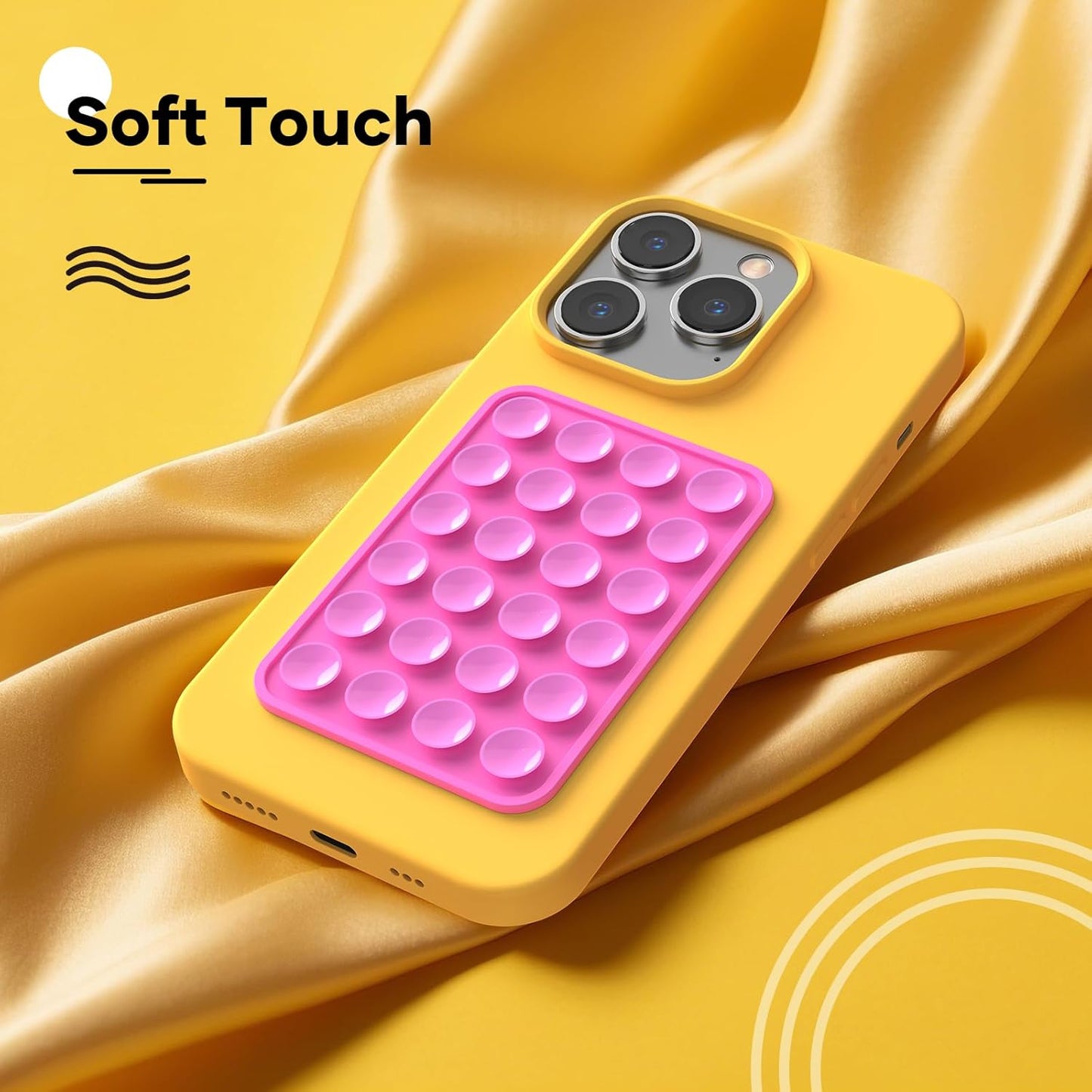 Silicone Phone Sticky Grip, Suction Phone Case Mount for iPhone and Android, Hands-Free Sticky Cell Phone Grip, Mobile Fidget Mirror Holder for Selfies and Videos