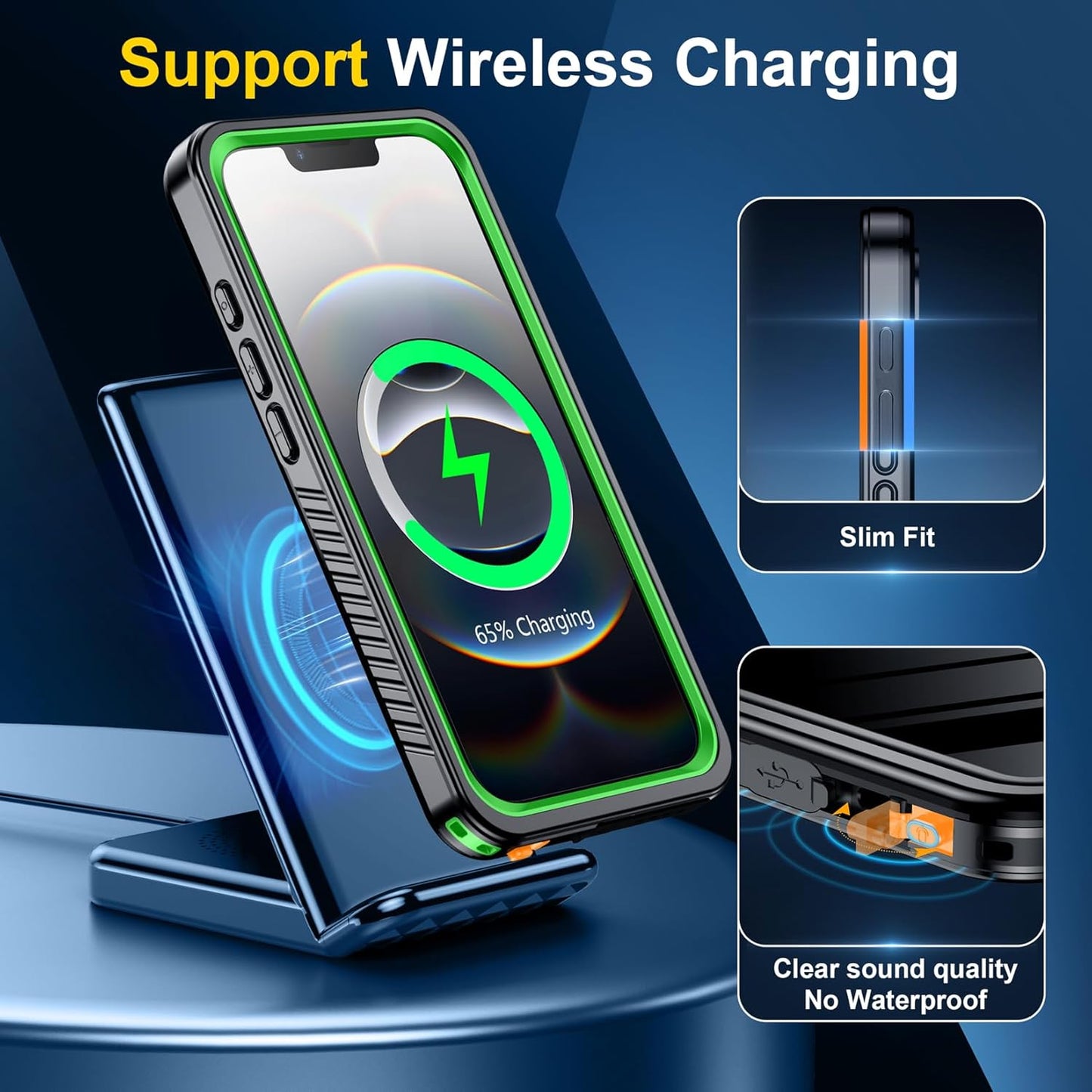 SPIDERCASE for iPhone 16e Case Waterproof,Built-in Screen & Camera Lens Protector[IP68 Underwater] [Military Grade Shockproof] Cell Phone Home Button Stickers, Green/Clear