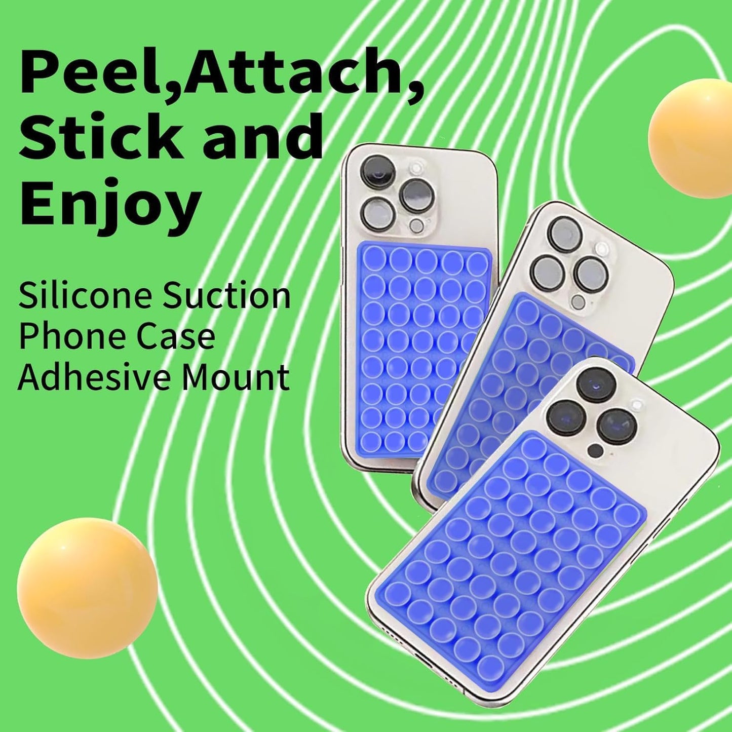 Silicone Double Octo Buddy-Sided Suction Phone Grip Detachable Mount - Car Dashboard/Shower Phone Holder, Hands-Free For Selfies & Videos, TikTok/ASMR/Yoga - iphone & Android Compatible (Dark blue)