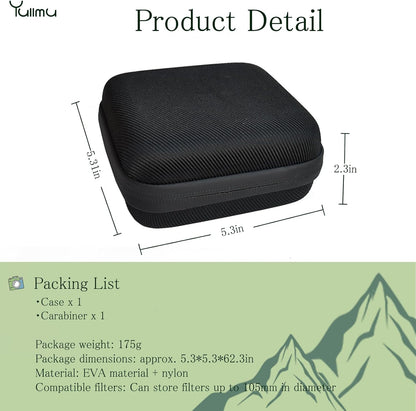 Hard Shell Camera Filter Case Camera Filter Accessories and Storage Suitable for 6 circular filters with a maximum diameter of 95mm Microfiber-Lined Pockets