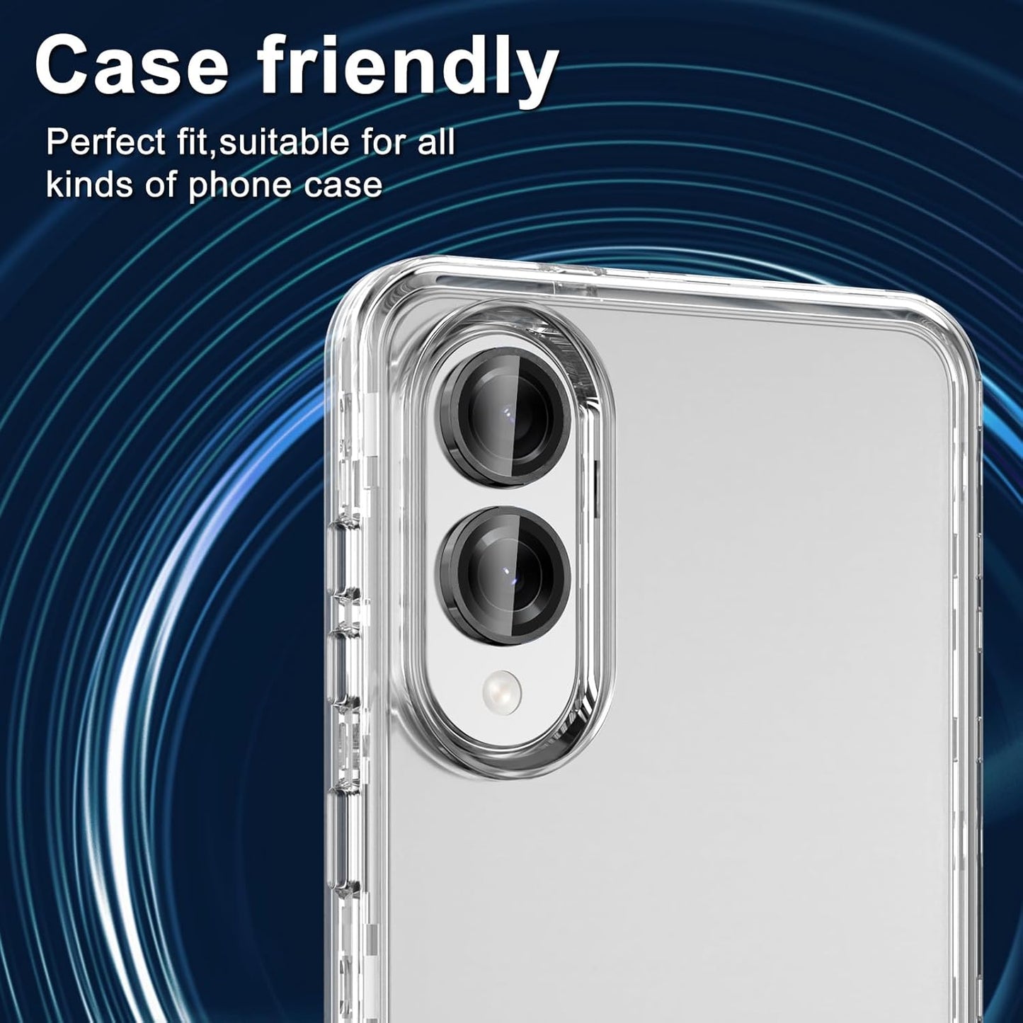 for Samsung Galaxy S25 Edge Camera Lens Protector, Individual Metal Ring Tempered Glass Lens Cover, [Strong Adsorption] Scratch Resistant Ultra-Thin HD Clear Lens Cover, 1 Set-Black