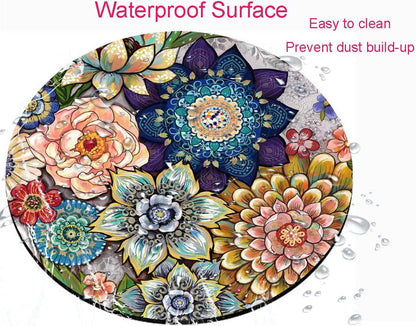 Round Mouse Pad, Boho Floral Mouse Pad, Washable Round Mousepad with Lycra Cloth, Non-Slip Rubber Base Computer Mouse Pads for Wireless Mouse