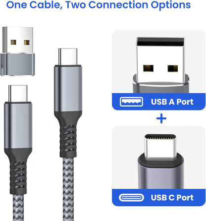 Elebase USB Type C to C 100W Cable 10FT with USB Adapter,Fast Charging PD Charger Cord for iPhone 16 15 Pro Max Plus,Samsung Galaxy S23 S25 S24,Car Play,MacBook Mac,iPad 10,Z Flip Fold 5,Ultra,A53 A54