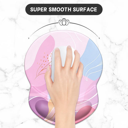 ITNRSIIET Ergonomic Mouse Pad with Gel Wrist Support Small Wrist Rest Smooth Surface Non-Slip PU Base Comfortable Office Supplies Pain Relief, 8.7 x 7.2 inches, Art Style Pattern