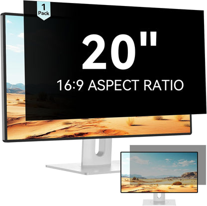 Mamol 20 Inch Computer Privacy Screen Filter for 16:9 Widescreen Monitor, Anti Glare & Blue Light Filter, Removable Computer Monitor Privacy Shield, Anti-Scratch Screen Protector Film 20 in