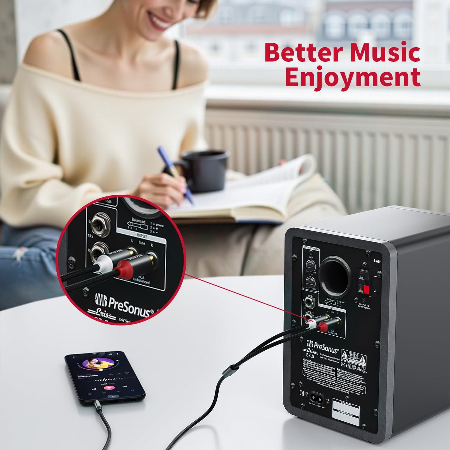 3.5mm to RCA Cable (6.6 Feet/2M),3.5 mm 1/8 to RCA 2-Male Headphone Jack Adapter HiFi Sound Splitter Auxiliary Cord for Smartphone,MP3 Players,Laptops,Tablet,Speaker