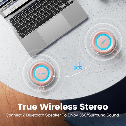 Bluetooth Speaker Wireless,IP67 Waterproof & Dustproof Portable Speaker with Lights,15W Loud Stereo Sound, 2500mAh Battery All Day Playtime, TWS Pairing, BT5.3, Home/Party/Outdoor/Beach (Pink)