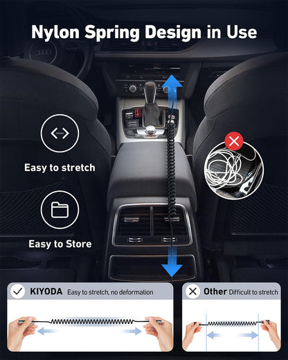 Coiled USB C to Lightning Cable 3FT, 2 in 1 iPhone 15 Charger Cord for Car Nylon Braided Multi Type C to TypeC Fast Charging Cables for iPhone 15 14 13 12 11 iPad, Samsung Galaxy Sony - 1Pack
