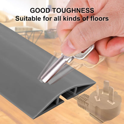 20Ft Floor Cord Cover Gray Silicone Cable Protector Easy to Install Wire Organizer and Hider for Home, Office, Garage (Gray-6m)
