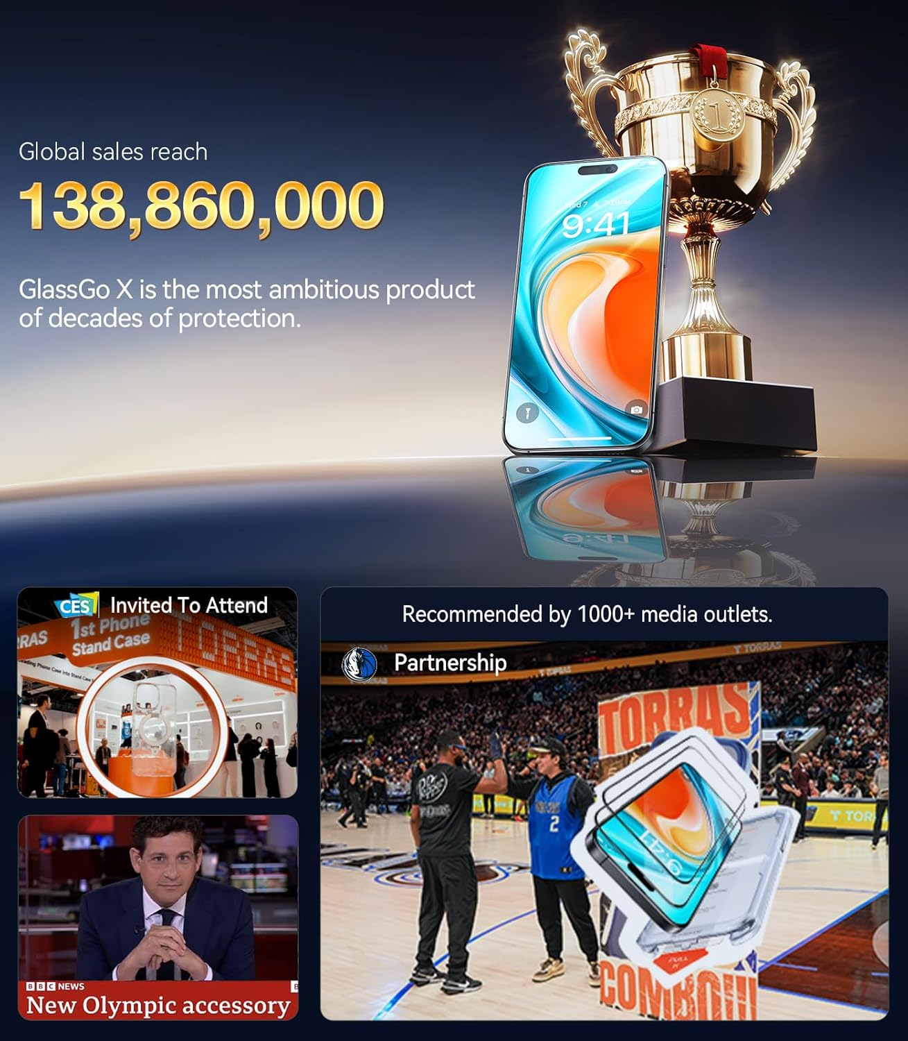 TORRAS Military-Grade Shatterproof for iPhone 16 Pro Max Screen Protector [9H+ Aerospace Tempered Glass＆ One-Step Installation] Full Coverage Fit Bubble Free Top-Notch Protection, 2 Pack, GlassGo X