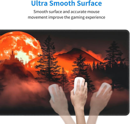 Extended Gaming Mouse Pad, Large Desk Mat XL Anime Mouse Pad Waterproof with Stitched Edges, Non-Slip Desktop Pad for Home and Office, Level Up Your 31.5x11.8 Inch (Roaring Flame)