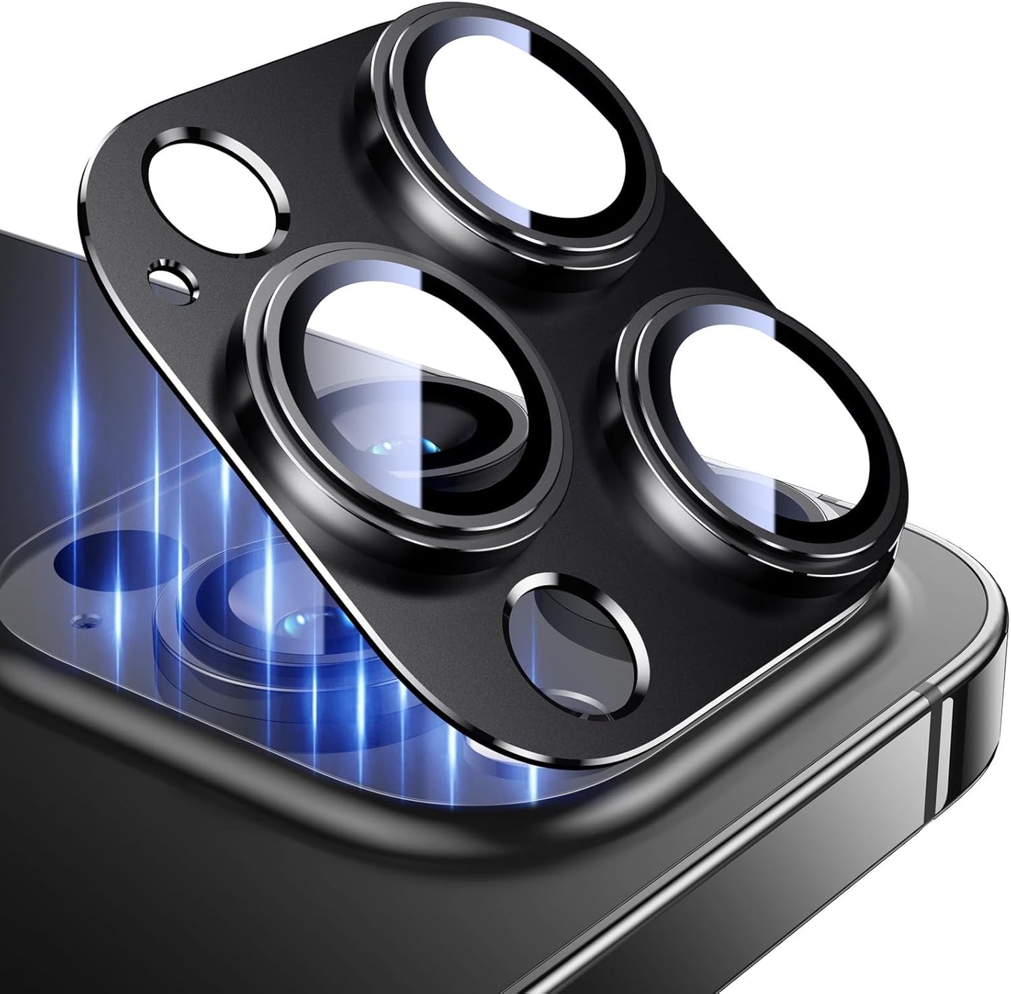 Esanik Upgrade 2 Pack for iPhone 14 Pro/iPhone 14 Pro Max Camera Lens Protector, Aluminum Alloy Metal matte Case Tempered Glass Camera Screen Cover, Scratch Resistant Case Friendly (Black)