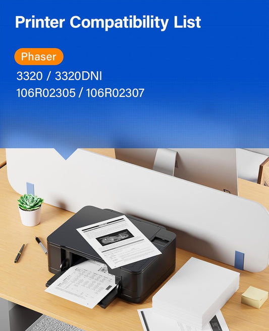 Phaser 3320 Black High Capacity Toner Cartridge 106R02307 Black 1-Pack Replacement for Xerox 106R02305 106R02307 Toner Compatible with Xerox Phaser 3320 3320DNI Ink All-in-One Copier