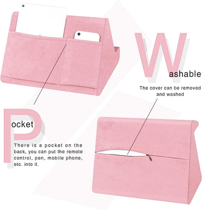 Soft Tablet Stand Pillow with Pocket,Adjustable 3 Viewing Angle,Lazy Holder for Bed Sofa,Compatible with iPads Tablets eReaders Smartphones Books Magazines (Light Pink)