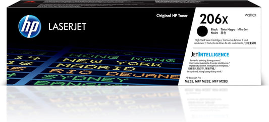 HP 206X Black High-yield Toner Cartridge | Works with HP Color LaserJet Pro M255, HP Color LaserJet Pro MFP M282, M283 Series | W2110X, Pack of 1, Black