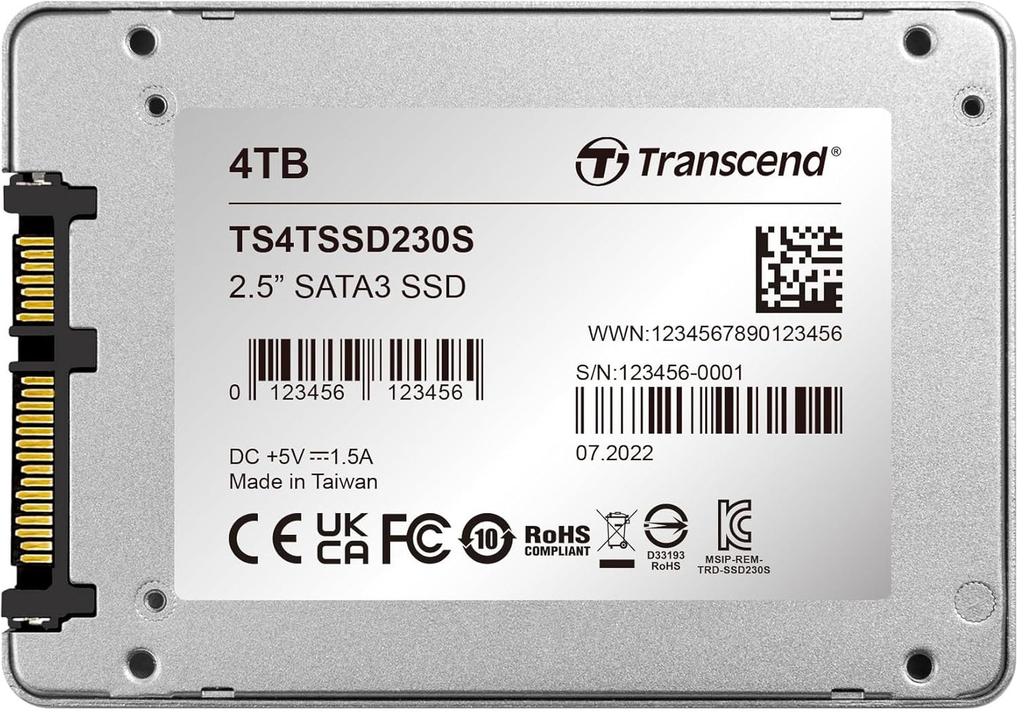 Transcend 4TB 2.5" SATA III SSD, Up to 560MB/s, Compatible with PS4, Laptops, Desktops, PCs, Notebooks, Internal Solid State Drive with SLC Cache, 3D TLC NAND, LDPC ECC - High-Speed SATA 6Gb/s Upgrade