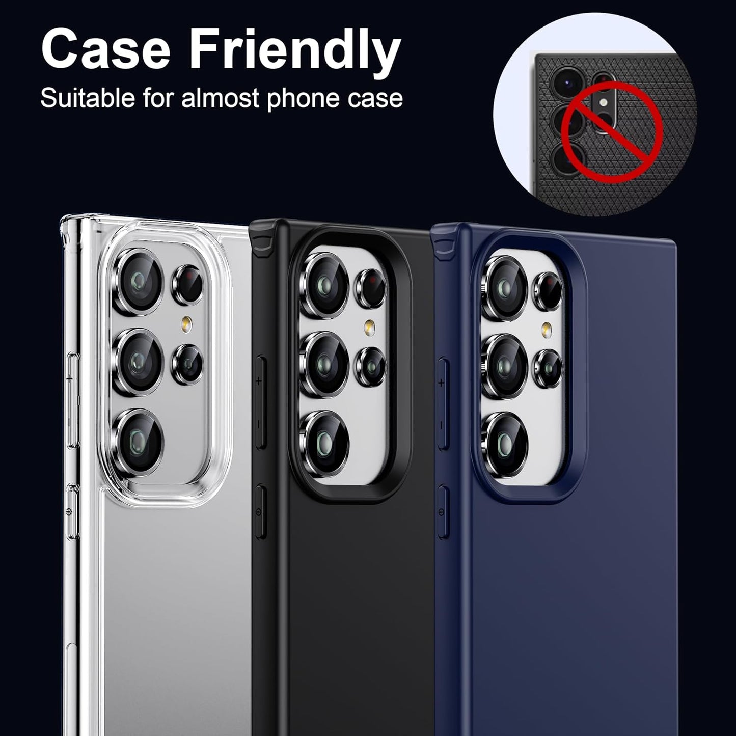 WSKEN for Samsung Galaxy S24 Ultra Camera Lens Protector, Ultra Thin Scratch Resistant 9H Tempered Glass with Aluminum Metal Circle Camera Screen Protector Cover Accessories, Silver