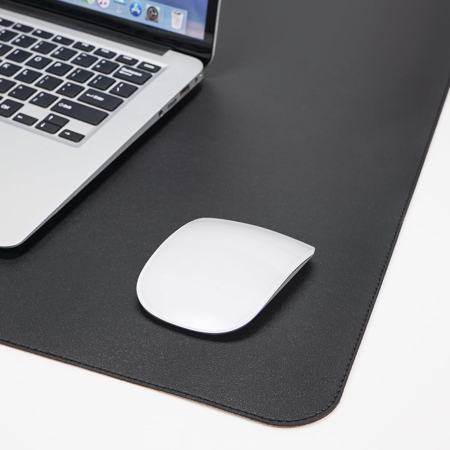 AFIING Leather Desk Pad Protector, Office Desk Mat, Large Mouse Pad, Desk mat for Keyboard and Mouse, Laptop Desk Pad, Waterproof Desk Writing Pad for Office and Home (Black, 23.6" x 13.7")