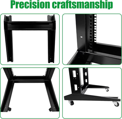 2 Post 42U Open Frame Server Rack 2-Post Server Rack Network Rack,with Movable casters，No Tray Included,for 19 Inch Equipment, Networking Data & IT Devices,1080lbs Weight Capacity(2P-DL-42U)