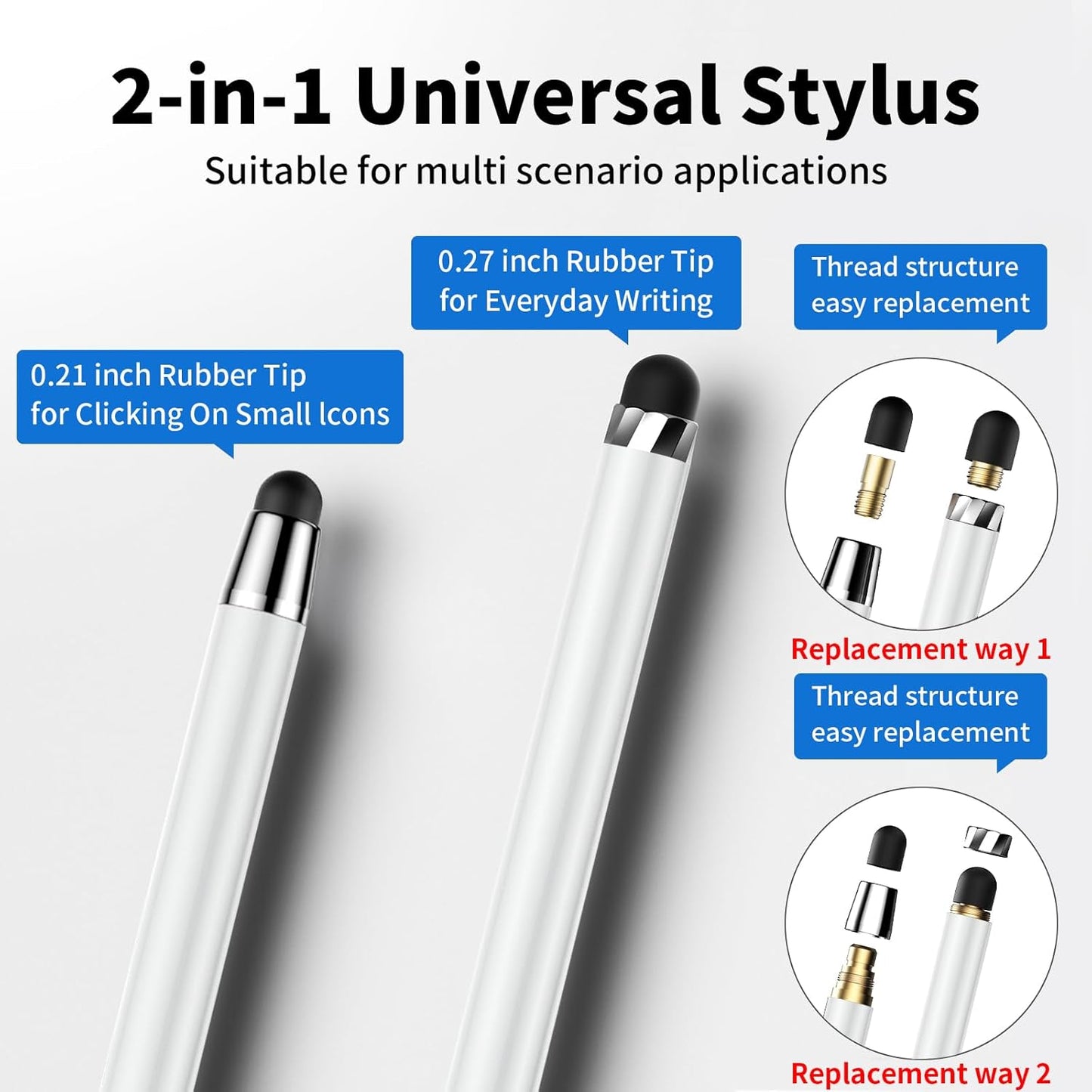 Stylus Pen for Touchscreen,5 PCS Stylus,Stylus 2-in-1 High Sensitivity Precision Suitable for All Touch Screens of iPhone/ipad/Android Tablet(White)
