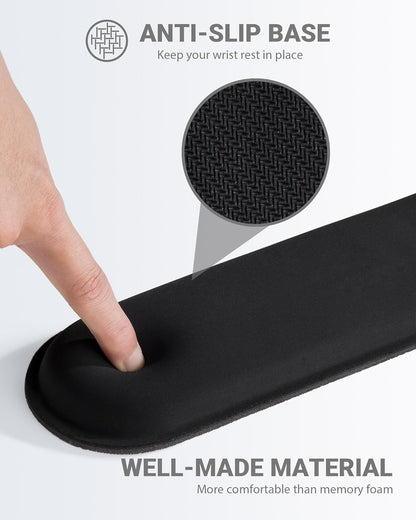 Ergonomic Mouse Pad Wrist Support Set, Memory Foam Keyboard Wrist Rest Set, Ergonomic Keyboard Pad, Non-Slip Base Mousepad（Black Set）