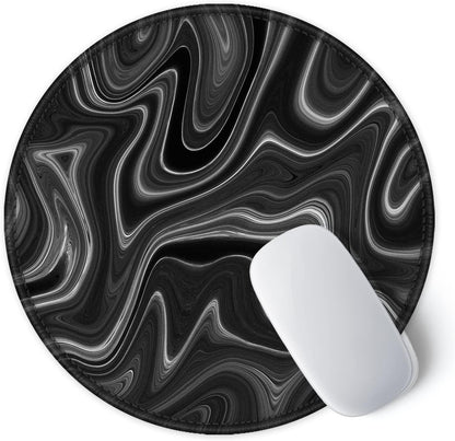 ITNRSIIET Round Mouse Pad with Stitched Edge Premium-Textured Waterproof Non-Slip Rubber Base Desktop Protection Mat Diameter 8.7 inches, Abstract Black and White