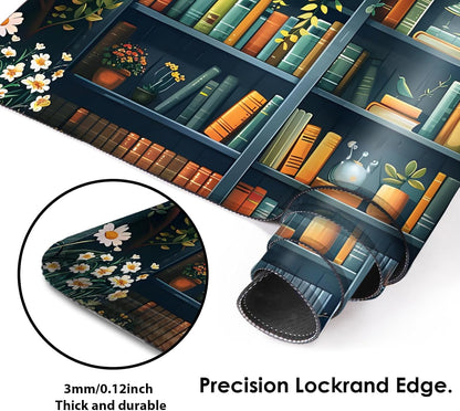 Galdas Gaming Mouse Pad XXL XL Large Long Extended Big Mousepad Non-Slip Rubber Keyboard Mouse Pad with Stitched Edges for Laptop Home Office (31.5x11.8x0.08 Inch) -Books