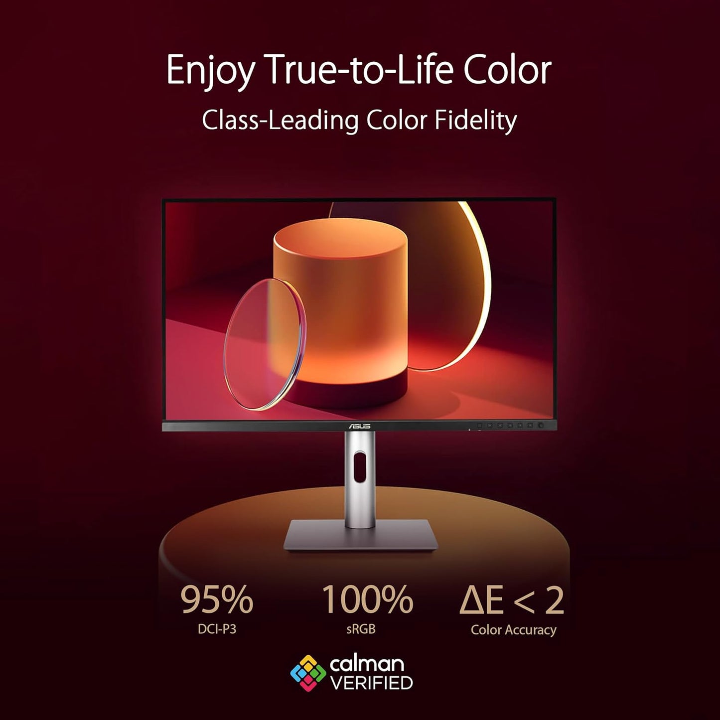 ASUS ProArt Display 27” 1440P Professional Monitor (PA278CFRV) - IPS, QHD (2560 x 1440), Pre-Calibrated, 95% DCI-P3, Daisy-chain, 100Hz, LuxPixel AGLR, Calman Verified, USB-C 96W, HDR400, 3yr warranty