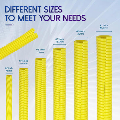 Split Wire Loom Tubing, 10,25ft Cord Protectors from Pets No Chew, Flexible Wire Covers Cord Protectors, Protective Split Cable Sleeve for Automotive Home Industrial Wires(Yellow, 0.98inch-10ft)