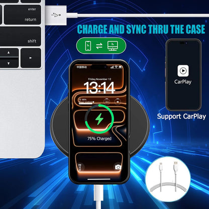 Battery Case for iPhone 17 Pro, Upgraded 10000mAh Rechargeable Portable Extended Battery Pack Supported Qi Wireless Charging Case Compatible with iPhone 17 Pro (6.3 inch) Charger Power Bank (Black)