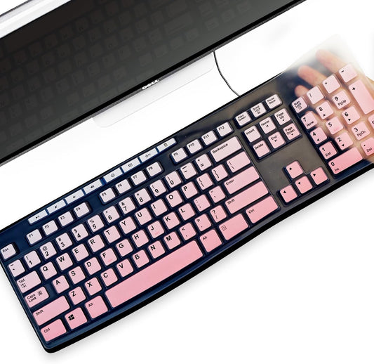 Keyboard Cover Silicone for Logitech K200 K260 K270, Keyboard Cover for Logitech K200 K260 K270 Ergonomic Wireless Keyboards, MK200 MK260 Keyboard Skin Waterproof Dustproof (Gradient Pink)